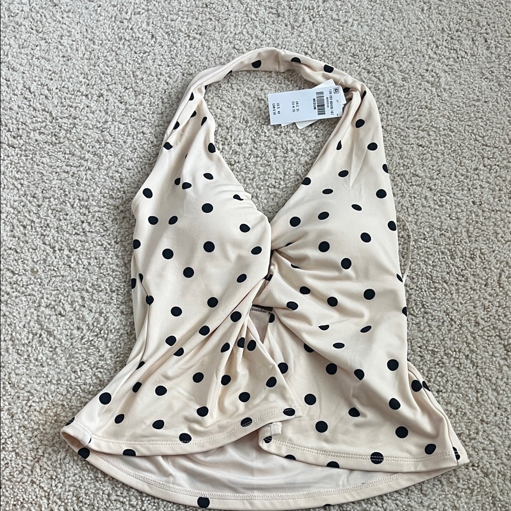 Abercrombie open back halter polka dot top